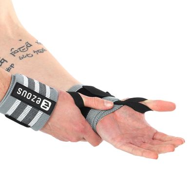 Бинты кистевые для жима STRONG WRIST WRAPS EZOUS C-06 цвет серый-белый