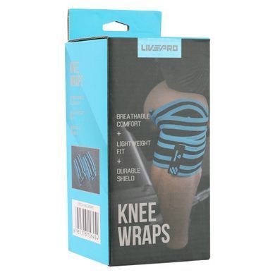 Коленные бинты для приседаний KNEE WRAPS LiveUp LP8724 цвет синий-черный