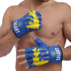 Перчатки для единоборств без пальцев шингарты кожаные ZELART синие ZB-4224