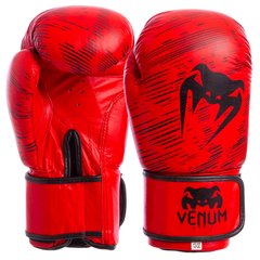Перчатки для бокса VENUM кожаные на липучке MA-5430 красные, 12 унций