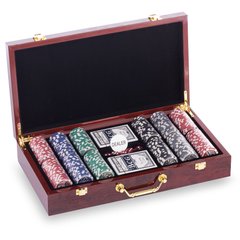 Покерный набор на 300 фишек в MDF чемодане (41*22*8,5 см) W300N