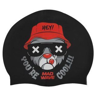 Шапочка для плавання силіконова для дорослих MadWave Cool bear M057414 колір чорний