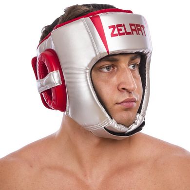 Шлем боксерский открытый серебряный PU ZELART BO-1324