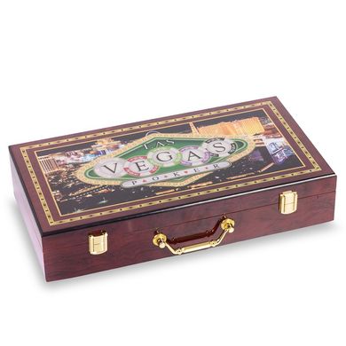 Покерный набор на 300 фишек в MDF чемодане (41*22*8,5 см) W300N