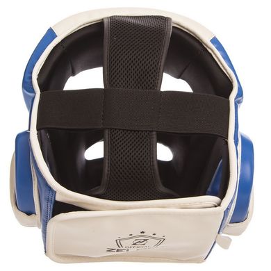 Шлем боксерский с полной защитой сине-белый PU ZELART BO-1390