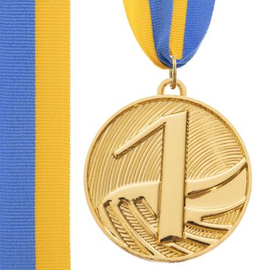 Медаль спортивная с лентой (1 шт) d=5 см C-4868 , 1 место (золото)