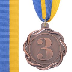 Медаль спортивная награда с лентой FLIE d=65 мм C-3176, 3 место (бронза)