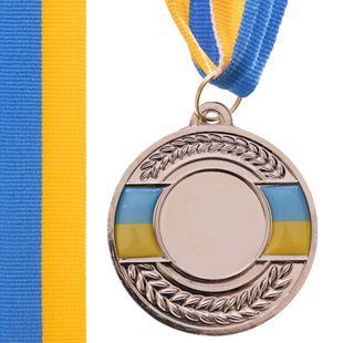 Заготовка спортивної медалі зі стрічкою Zelart UKRAINE з українською символікою C-3242 колір срібний