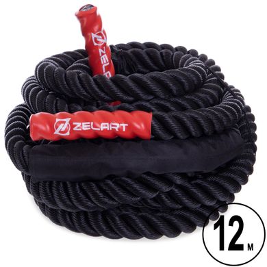 Канат для кроссфита Combat Battle Rope Zelart FI-2597-12 12м черный