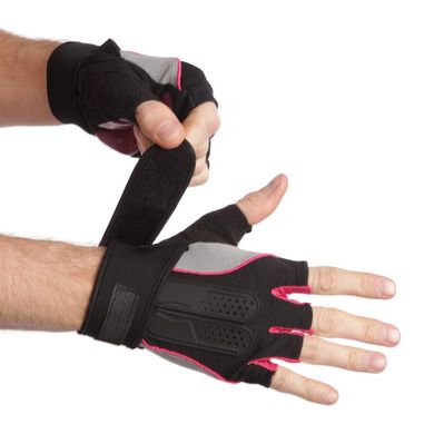 Атлетические перчатки черно-малиновые BC-2682, M