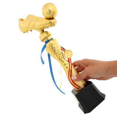 Фигура наградная спортивная Zelart Бутса с мячом JZ2412C высота 35см золото