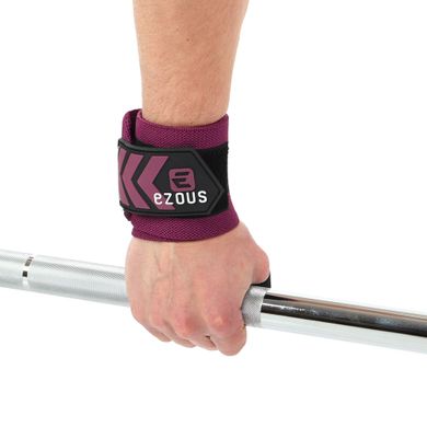 Бинты кистевые для жима STRONG WRIST WRAPS EZOUS C-07 цвет черный-фиолетовый