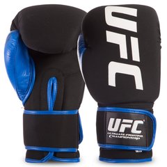 Рукавички боксерські UFC ULTIMATE KOMBAT PU на липучці чорно-сині, 10 унцій (м)