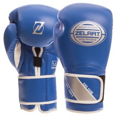 Боксерские перчатки ZELART на липучке PU BO-1361 синие, 10 унций