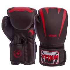 Перчатки VENUM BO-8349 для бокса PU на липучке черно-красные, 8 унций