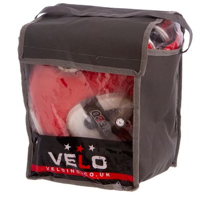Боксерский шлем кожаный открытый с усиленной защитой макушки синий VELO VL-8195