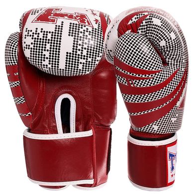Кожаные боксерские перчатки на липучке TWINS VL-2066 красные, 10 унций