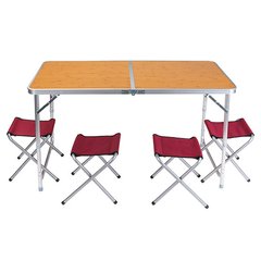 Складной стол и 4 стула коричневый HX-9004, Коричневый