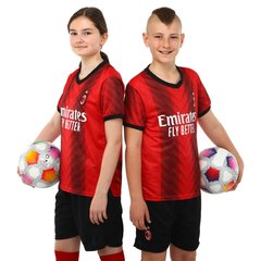 Форма футбольная детская с символикой футбольного клуба AC MILAN домашняя 2024 Zelart CO-6263 размер 20, возраст 6лет, рост 110-115