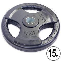 Блины (диски) 15 кг обрезиненные с тройным хватом d-52мм Record TA-5706-15