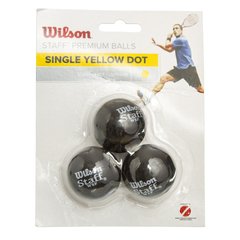 Мячи сквош WILSON (3шт) (медленный мяч, одна желтая точка) WRT618300