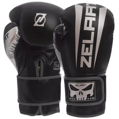 Перчатки боксерские на липучке PU ZELART BO-1323 черные, 10 унций