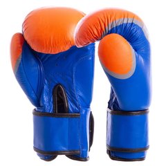 Перчатки боксерские кожаные на липучке BAD BOY MA-5433 сине-оранжевые, 12 унций