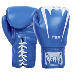 Боксерские перчатки VENUM синие PU на шнуровке BO-8350, 10 унций