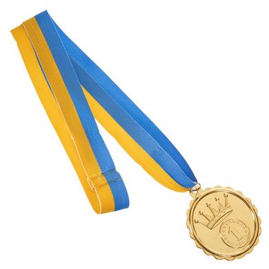 Спортивная медаль с лентой (1шт) d=6,5 см KING C-3179, 1 место (золото)