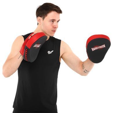 Лапа боксерская изогнутая тренировочная PU HARD TOUCH BO-4457 цвет черный-красный