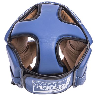 Шлем боксерский в мексиканском стиле кожаный синий VELO VL-2225