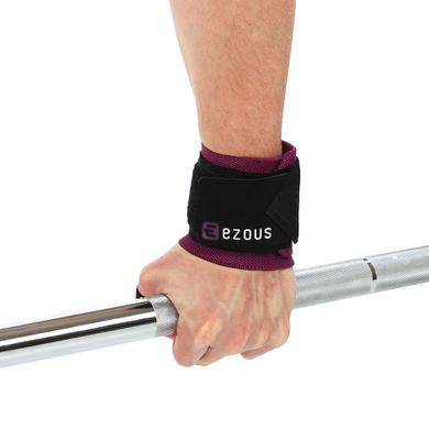 Бинты кистевые для жима STRENGTH WRIST WRAPS EZOUS C-05 цвет черный-фиолетовый