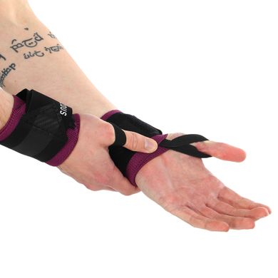 Бинты кистевые для жима STRENGTH WRIST WRAPS EZOUS C-05 цвет черный-фиолетовый