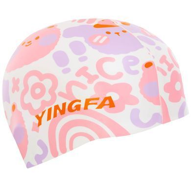 Шапочка для плавання дитяча YINGFA K0012 колір рожевий-жовтий