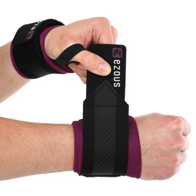 Бинты кистевые для жима STRENGTH WRIST WRAPS EZOUS C-05 цвет черный-фиолетовый