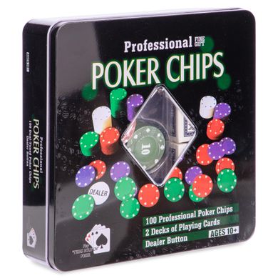 Покерный набор 100 фишек в металлической коробке IG-2033