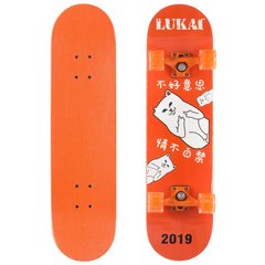 Скейтборд для начинающих со светящимися колесами оранжевый LUKAI SK-1245-3, Зелёный