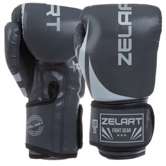 Боксерские перчатки на липучке Zelart PU Challenger 2.0 серо-белые BO-8352, 12 унций