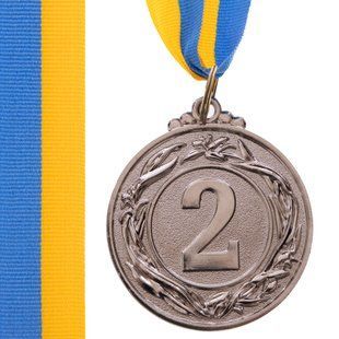 Медаль спортивная с лентой Zelart GLORY C-3969-1-4_5 цвет серебряный