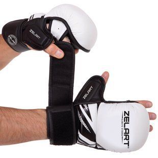 Перчатки Крабы спаринговые для MMA Zelart BO-3393 размер S цвет белый-черный