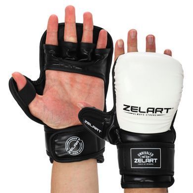 Перчатки Крабы спаринговые для MMA Zelart BO-4612 размер M цвет белый-черный