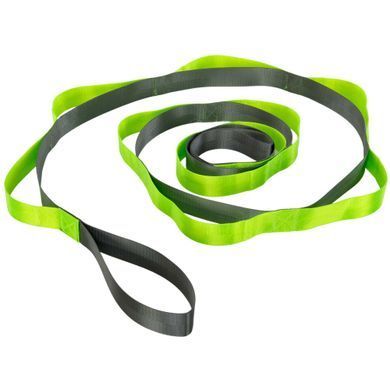 Стрічка стропа з петлями для розтяжки Stretch Strap Zelart FI-0175 колір сірий-салатовий