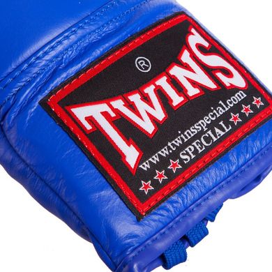 Рукавички для боксу на шнурівці шкіряні TWINS BGLL1 сині, 16 унцій
