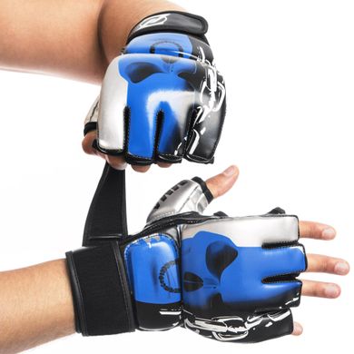 Перчатки для смешанных единоборств MMA PU ZELART черно-синие BO-1319, L