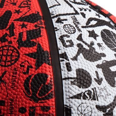 Мяч баскетбольный резиновый SPALDING NBA GRAFFITI 83574Z размер 7 красный-серый