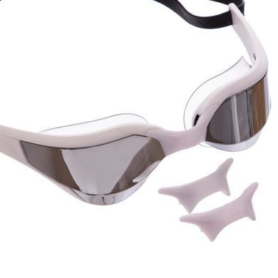 Очки для плавания взрослые зеркальные линзы MadWave RAZOR Mirror M042702 цвет белый-серый