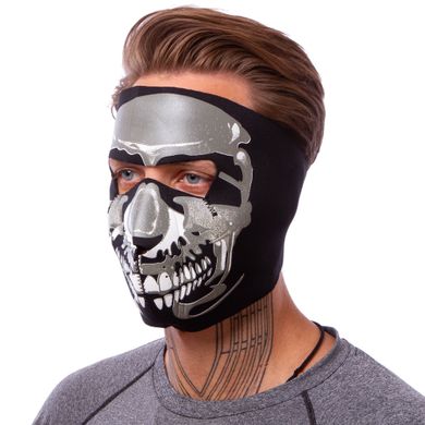 Маска лицевая ветрозащитная Zelart MS-4344-1 Chrome Skull черный