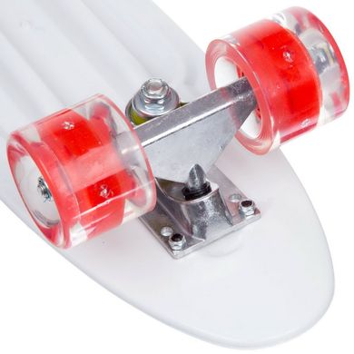 Скейт пенни борд со светящимися колесами 56х15см белый SK-881-6, Белый
