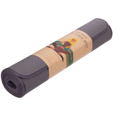 Фитнес коврик для йоги Yogamat TPE 6мм с кантом SP-Planeta FI-1772, Серый