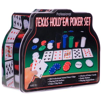Покерный набор 200 фишек в металлической коробке IG-1103240